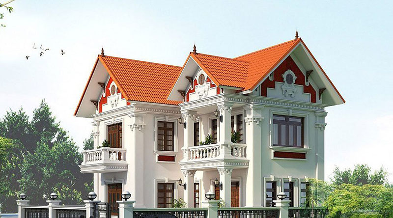 Những màu sơn cho mặt tiền nhà mái thái 2 tầng đẹp - Kienthucsonnuoc.vn